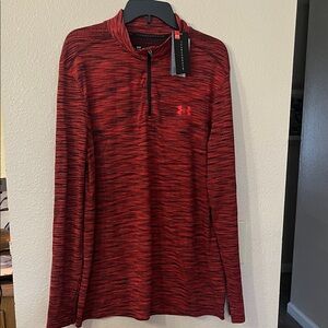 Under Armour Red and Black Striped Pullover